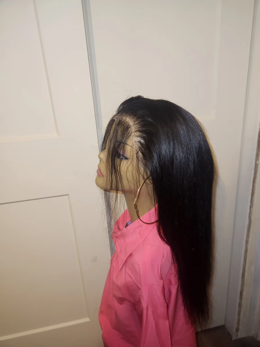 Human Hair Black Straight Lace Front Wig - Unbranded